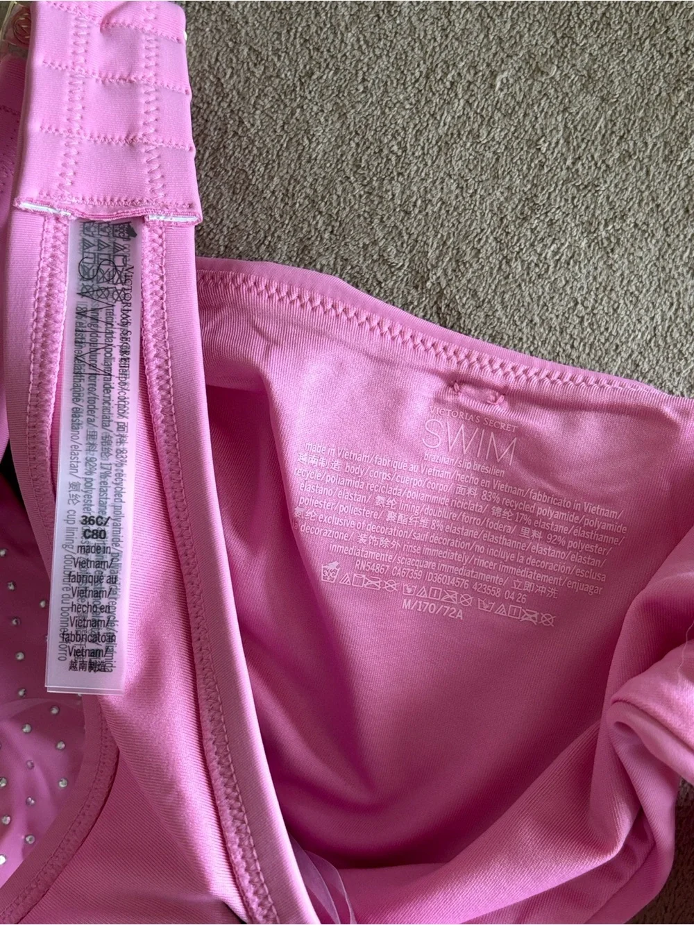 Brand New Victoria's Secret Swim Bombshell Bra Push Up Bikini Brazilian Pink